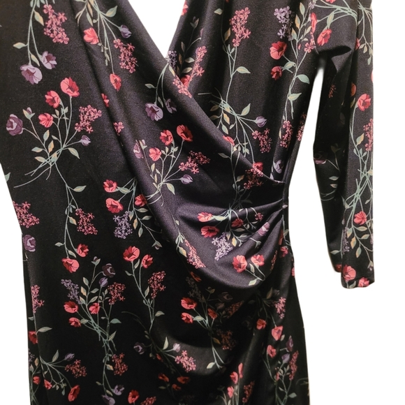 Max Coco Black and Pink Floral Print Dress XS - Picture 5 of 7